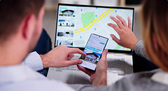 Couple Family Searching Real Estate Property Or House Online